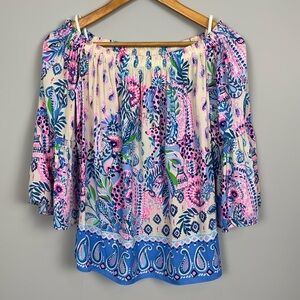 Lilly Pulitzer Nevie Off The Shoulder Top. Haute Nature. Size S.